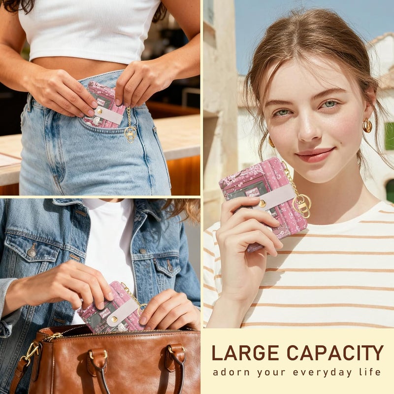Jogjam Cute Kawaii White Cats Rfid Ladies Wallet, Small Credit Card Women Wallet, Japanese Dessert House PU Leather Bifold Cash Zipper Coin Pocket for Female - Image 2